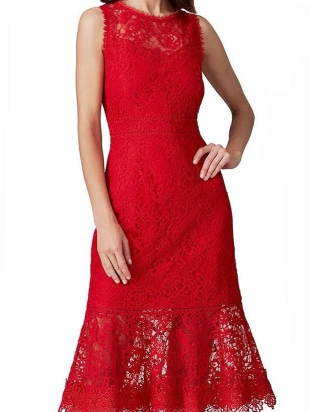 BB Dakota Red Hearing Lace Midi Dress Like New Size 6